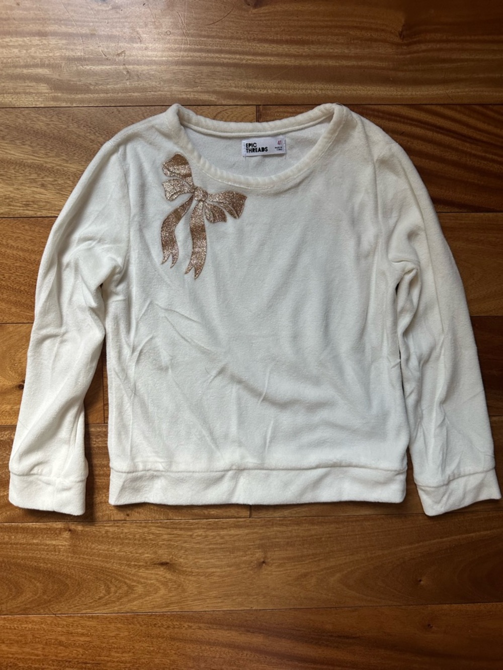 Epic Threads Cream Sweater with Glitter Bow Accent